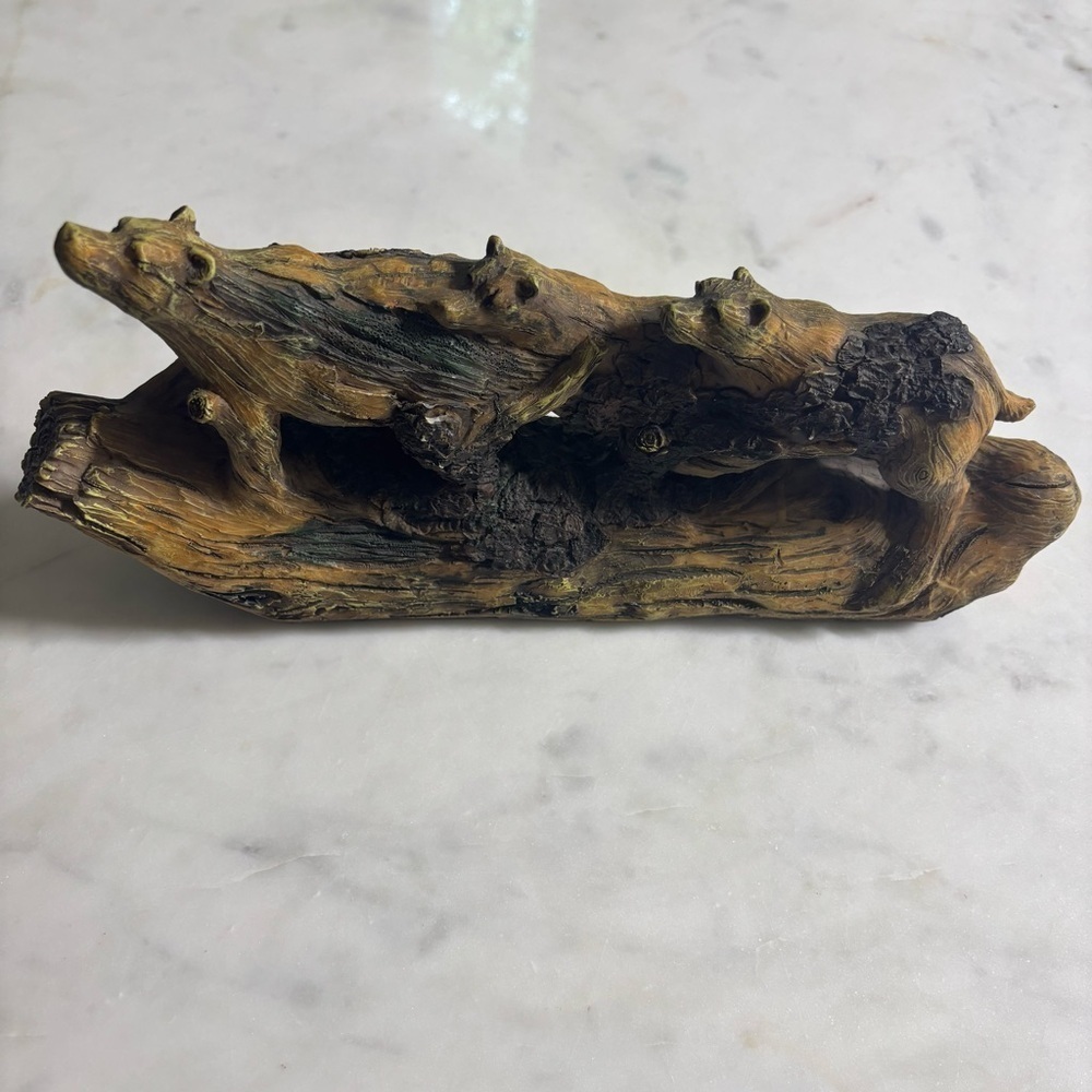 Rustic sculpted resin bears in the woods decorative decor